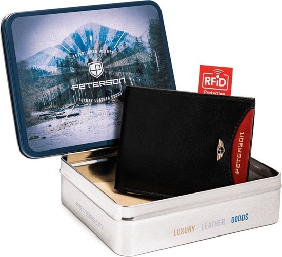 Изображение Peterson May, skórzany portfel mski w orientacji poziomej z systemem RFID NoSize