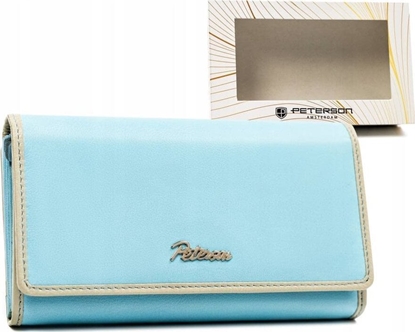 Изображение Peterson Pojemny, skórzany portfel damski na zatrzask i suwak - NoSize