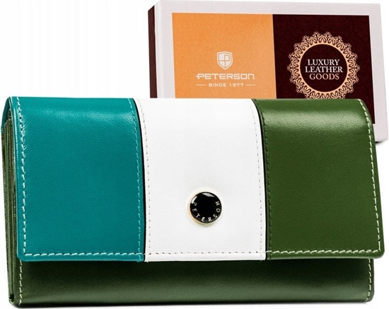 Picture of Peterson Wielokolorowy, skórzany portfel damski na zatrzask