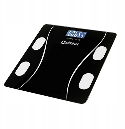 Изображение PLATINET WAGA BATHROOM SMART BODY SCALE 180KG 26X26CM WITH APP BLUETOOTH BLACK 46021