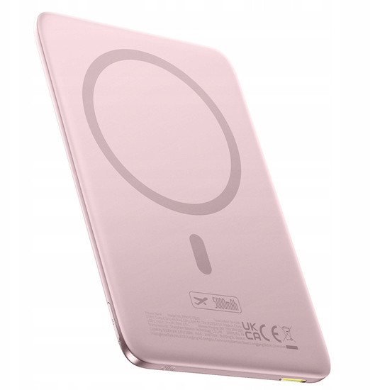 Picture of Powerbank Baseus PicoGo AM41 5000mAh 20W Ultra-Slim kompatybilny z MagSafe z kablem Baseus Simple USB-C 60W 30cm - róowy