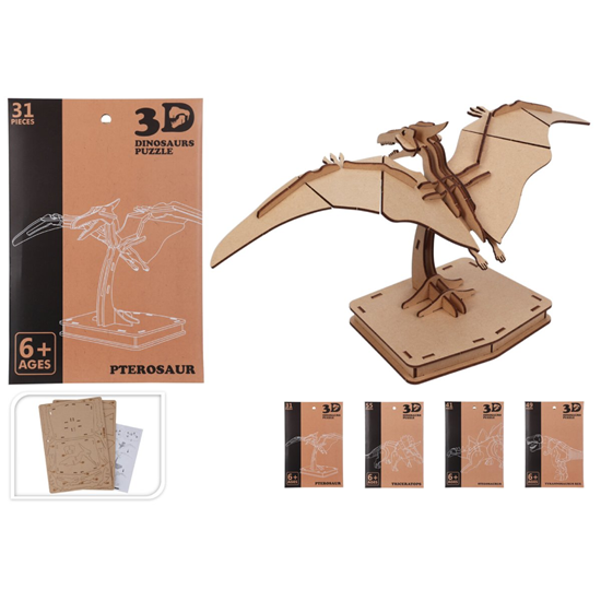 Picture of Puzle Dinozaurs 3D koka, 4veidi