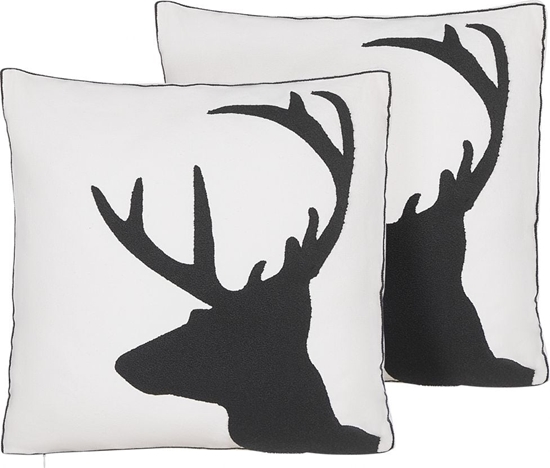 Picture of Shumee Zestaw 2 poduszek dekoracyjnych z reniferem 45 x 45 cm czarno-biay SHADRACK