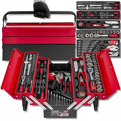 Изображение Skrzynka narzdziowa, metalowa z zestawem narzdzi 85el.