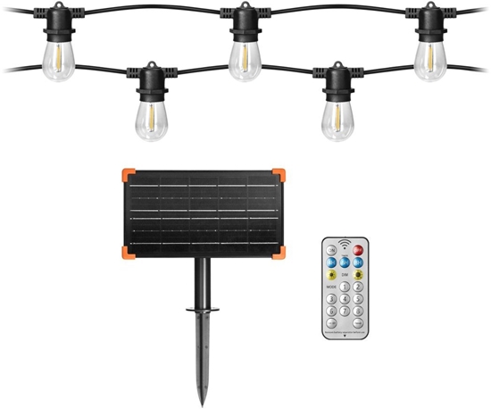 Picture of Solarna girlanda owietleniowa - 1 sznur 10 m (10 opraw) + 10 arówek LED 0,1W E27, 3000K + 1 arówka gratis