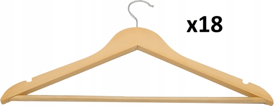 Picture of Songmics Drewniane wieszaki, wieszaki, wieszaki na ubrania, z ramionami, batonikiem przeciwpolizgowym, haczyk obrotowy 360 °, do garnitu