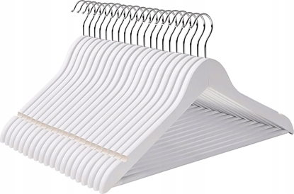 Picture of Songmics Drewniane wieszaki, zestaw 20, wieszaki na paszcz, wieszaki na ubrania, z rami, batonikiem przeciwpolizgowe, obrotowy hak 360