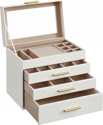 Picture of Songmics Pudeko Na Biuteri Ze Szklan Pokrywk, 4-poziomowy Organizer Na Biuteri, 3 Szuflady, Na Okulary Przeciwsoneczne, Dua Biu