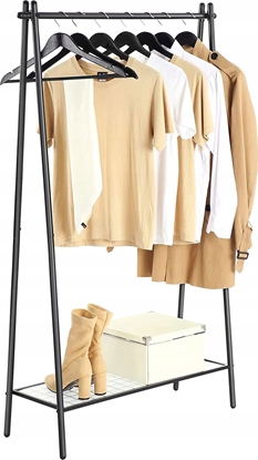 Picture of Songmics Stojak na ubrania ze stalow konstrukcj, stojak na ubrania z wiszc szyn, pók doln, prosty wygld, do sypialni w piwnicy n