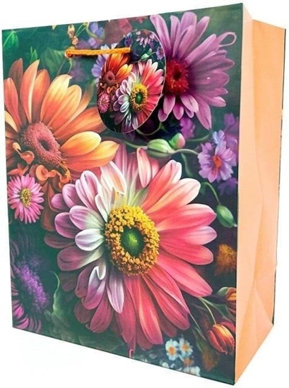 Picture of Torebka ozdobna matowa 18x23x10cm Kwiaty