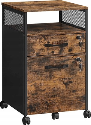 Picture of Vasagle Szafka na dokumenty Szafka na dokumenty biurowe z 2 zamykanymi szufladami, kókami, otwart pók na wiszce dokumenty, stalow