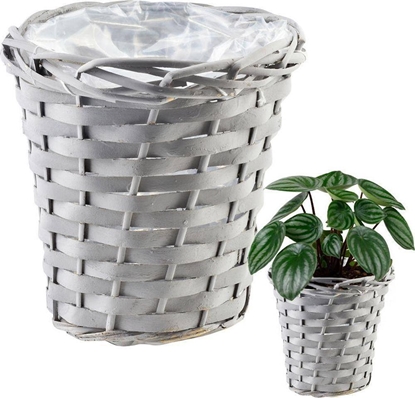 Attēls no Vilde Osonka na kwiaty rolin doniczk pleciona wiklinowa doniczka szara koszyk boho 16x17 cm