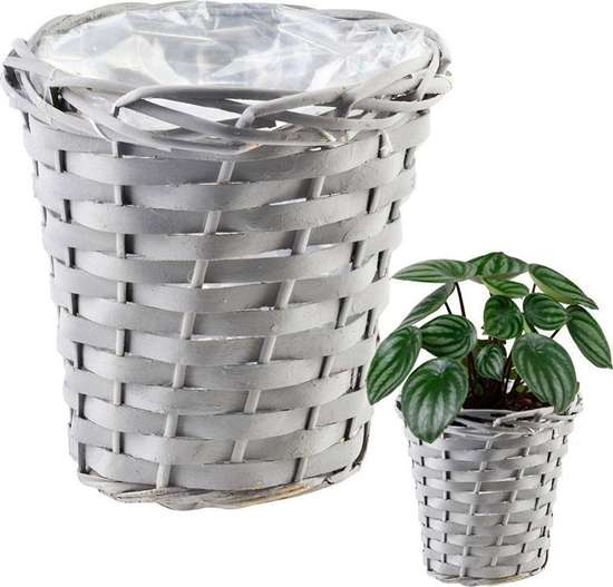 Picture of Vilde Osonka na kwiaty rolin doniczk pleciona wiklinowa doniczka szara koszyk boho 16x17 cm