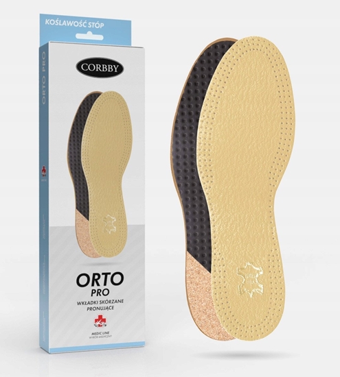 Picture of Wkadki do butów skórzane pronujce z klinem Corbby