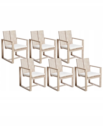 Picture of Zestaw 6 krzese ogrodowych z poduszkami AZZANELLO Drewno akacjowe Zamana biel