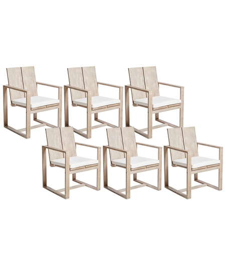 Picture of Zestaw 6 krzese ogrodowych z poduszkami AZZANELLO Drewno akacjowe Zamana biel