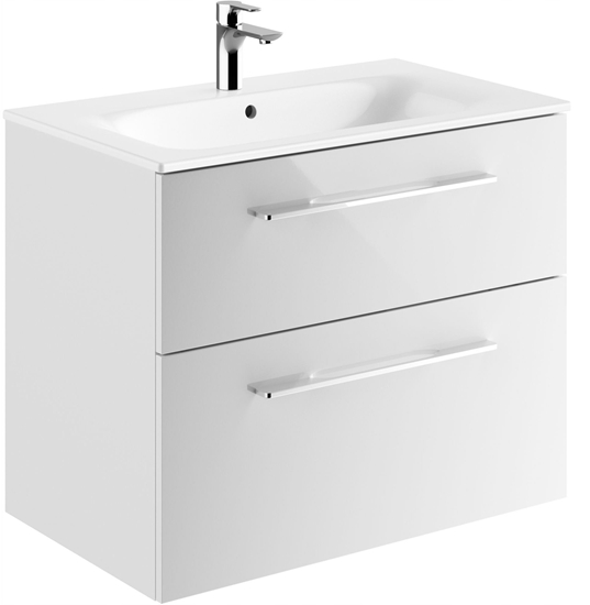 Picture of Zestaw umywalki meblowej Geberit Selnova Square, slim, z szafk pod umywalk, dwie szuflady 80 cm Biay / Lakierowany na wysoki poysk