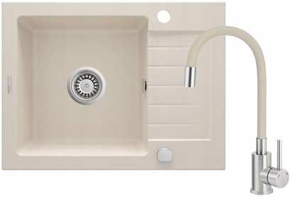 Picture of Zlewozmywak granitowy z bateri 1-komorowy z ociekaczem