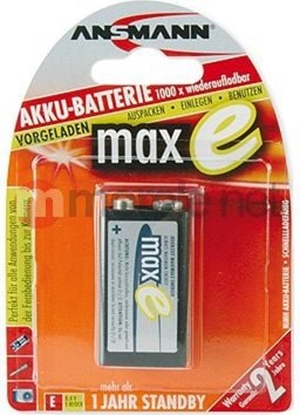 Attēls no 1 Ansmann maxE NiMH rech.bat. 9V block 200 mAh         5035342