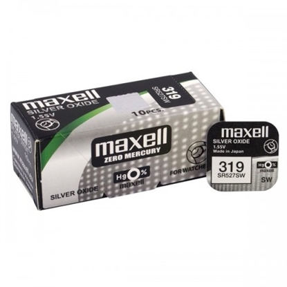 Attēls no 319 baterijas 1.55V Maxell sudraba-oksida SR527SW iepakojuma 1 gb.