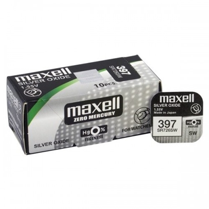 Picture of 397 baterijas 1.55V Maxell sudraba-oksīda SR726SW, 396 iepakojumā 1 gb.