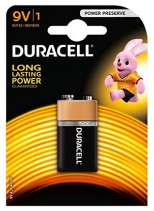 Picture of 6LR61 9V baterijas 9V Duracell BASIC sērija Alkaline MN1604 iepakojumā 1 gb.