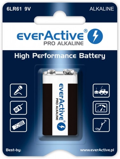 Picture of 6LR61/9V baterijas 9V everActive Pro Alkaline MN1604/522 iepakojumā 1 gb.