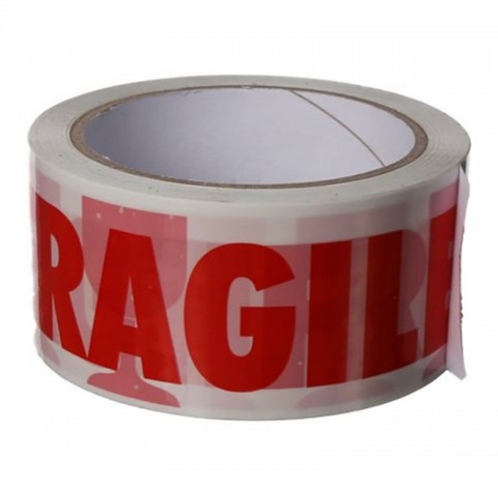 Picture of Akrila līmlente FRAGILE (trausls), 48mm x 66m, balta ar Sarkanu apdruku