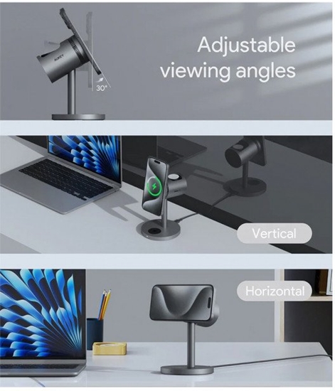 Picture of AUKEY MagFusion 3 in 1 wireless charger with Qi2 Active Cooling LC-MC311A