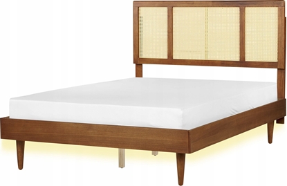 Picture of Beliani óko LED drewniane 140 x 200 cm ciemne AURAY