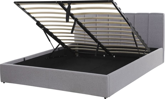 Picture of Beliani óko z pojemnikiem tapicerowane 160 x 200 cm jasnoszare DREUX