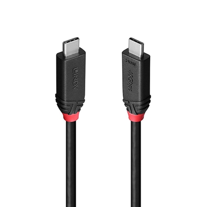 Attēls no CABLE USB4 240W TYPE C 0.5M/BLACK LINE 37000 LINDY