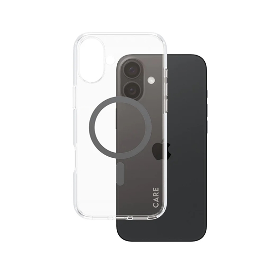 Picture of CARE by PanzerGlass Case Flagship | Back protection | Apple | iPhone 16 Plus | Recycled plastic | Transparent/Black | MagSafe