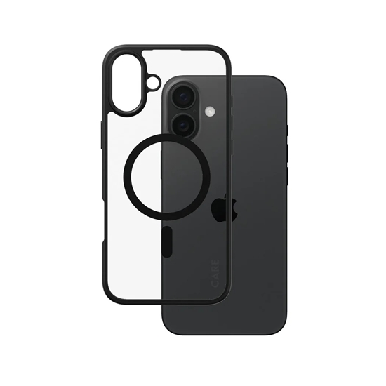 Picture of CARE by PanzerGlass Case Flagship Urban Combat | Back protection | Apple | iPhone 16 Plus | Recycled plastic | Transparent/Black | MagSafe