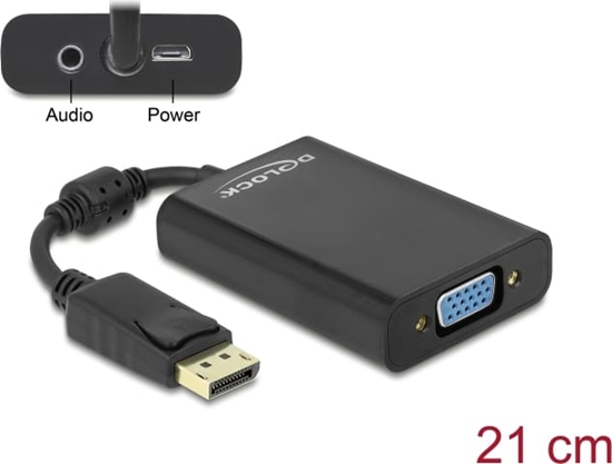 Picture of Delock Adapter DisplayPort 1.1 male > VGA female + Audio + Power black