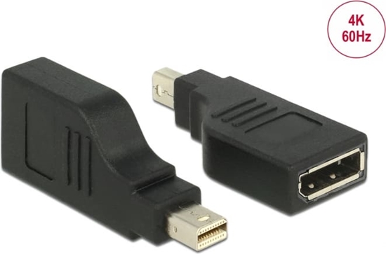 Picture of Delock Adapter mini DisplayPort 1.2 male > DisplayPort female 4K 90° turned black