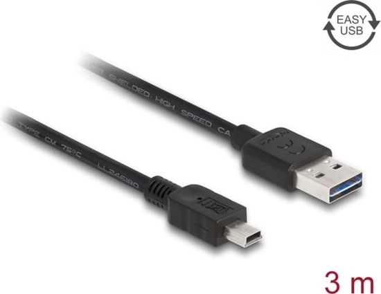 Picture of Delock Cable EASY-USB 2.0 Type-A male > USB 2.0 Type Mini-B male 3 m black