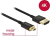 Picture of Delock Cable High Speed HDMI with Ethernet - HDMI-A male > HDMI Micro-D male 3D 4K 0.5 m Slim High Quality