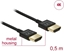 Picture of Delock Cable High Speed HDMI with Ethernet - HDMI-A male > HDMI-A male 3D 4K 0.5 m Slim High Quality