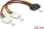 Picture of Delock Cable Power SATA 15 pin to 2 x 4 pin Molex female 20 cm