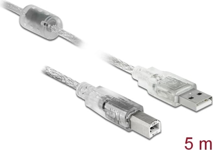 Attēls no Delock Cable USB 2.0 Type-A male > USB 2.0 Type-B male 5 m transparent