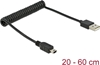Picture of Delock Cable USB 2.0-A male > USB mini male coiled cable