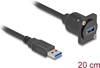 Picture of Delock D-Type USB 5 Gbps Cable Type-A male to Type-A female black 20 cm