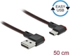 Picture of Delock EASY-USB 2.0 Cable Type-A male to USB Type-C™ male angled left / right 0,5 m black