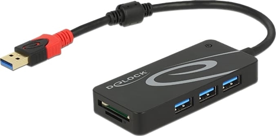 Изображение Delock External USB 3.2 Gen 1 Hub USB Type-A > 3 x USB Type-A + 2 Slot SD Card Reader
