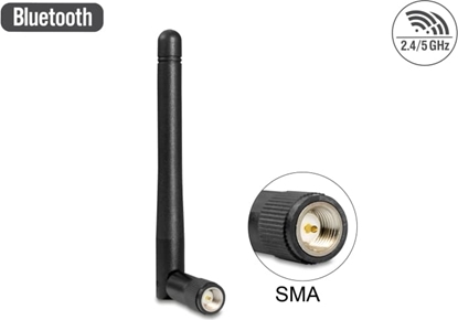 Attēls no Delock WLAN 802.11 ac/a/b/g/n Antenna SMA plug 2 dBi omnidirectional with tilt joint black
