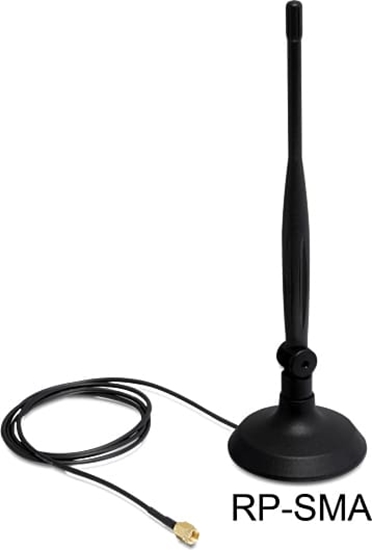 Picture of Delock WLAN 802.11 b/g/n Antenna RP-SMA 4 dBi Omnidirectional Flexible Joint With Magnetic Stand