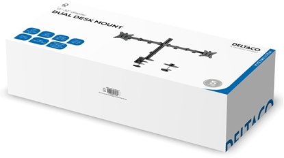 Изображение Deltaco Dual Desk Mount tilt, swivel, rotate, 13-32", 9 kg, black / ARM-0300-B / 1903412