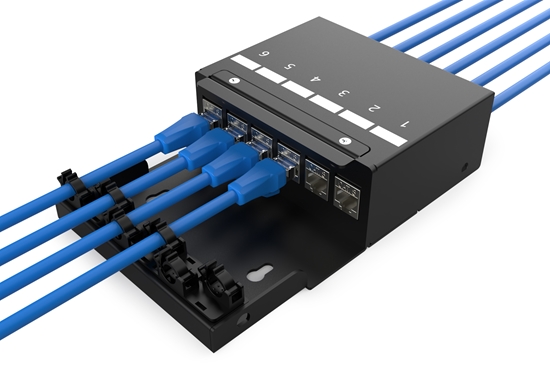Изображение Digitus Consolidation point box, 6-port Keystone modules with intelligent cable manager