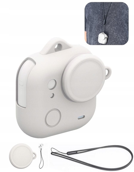 Изображение Etui Silikonowe Case Osona Futera Do Insta360 Go Ultra + Dekielek I Smycz / Pu786w / Biay